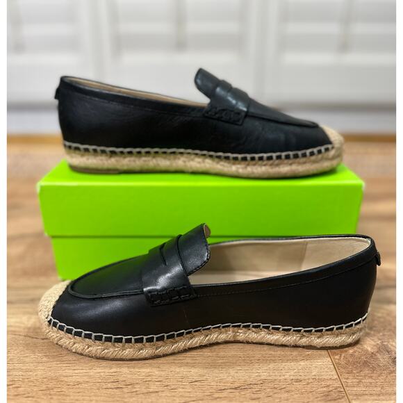 Sam Edelman Kai Espadrille Loafers Black Leather Size 7.5 NIB Casual Summer - Picture 9 of 15